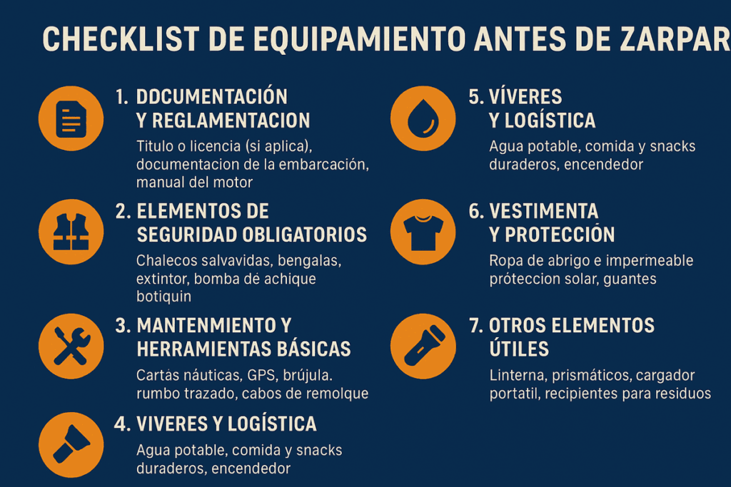 Checklist de equipamiento antes de zarpar infografia