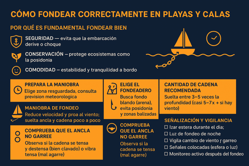 Fondear correctamente en playas y calas